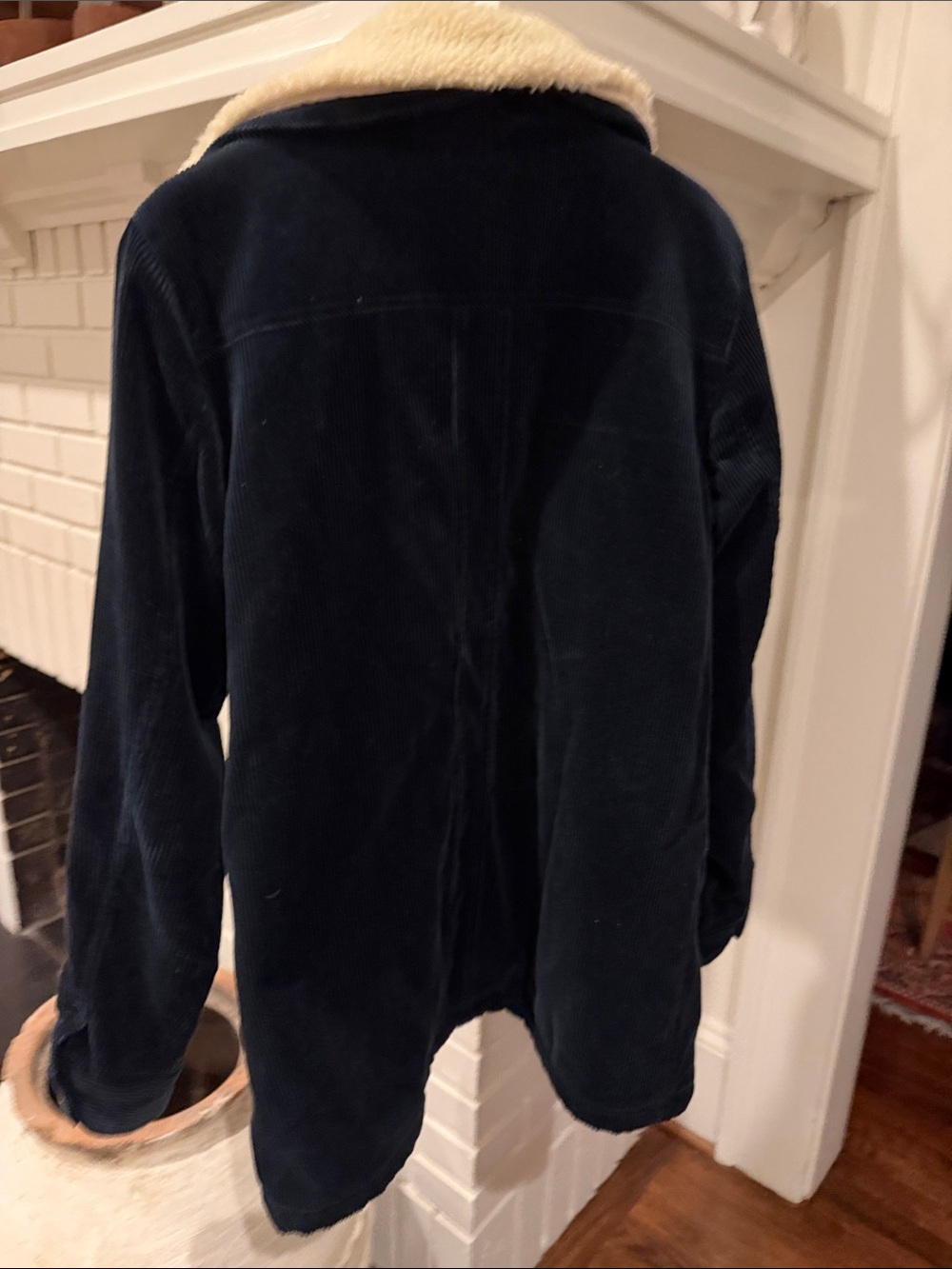 Sezane Navy Corduroy Sherpa-Lined Bomber - Picture 4 of 9